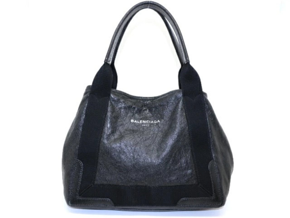 Balenciaga Bag Navy Blue Tote Cabas Black Leather